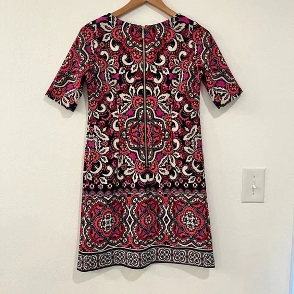 ELIZA J vibrant damask print sheath mini dress with back zipper size 2 petite - Picture 5 of 11